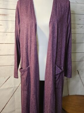 LuLaRoe Long Open-Front Cardigan Sweater - Plum Purple